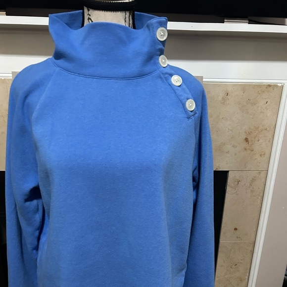 J CREW Women’s Blue Sweatshirt with Buttons . Medium. Preowned. - Picture 1 of 4